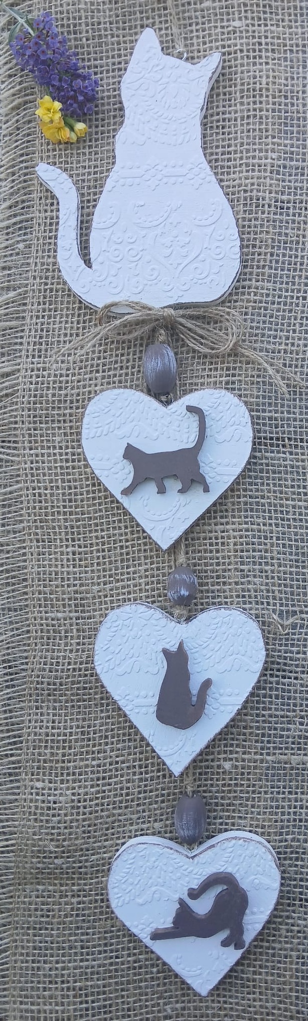 Décoration murale coeurs et chats