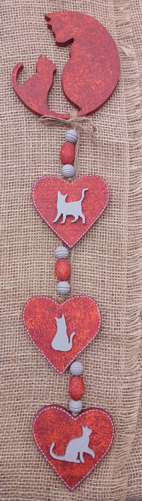 Suspension murale coeurs et chats