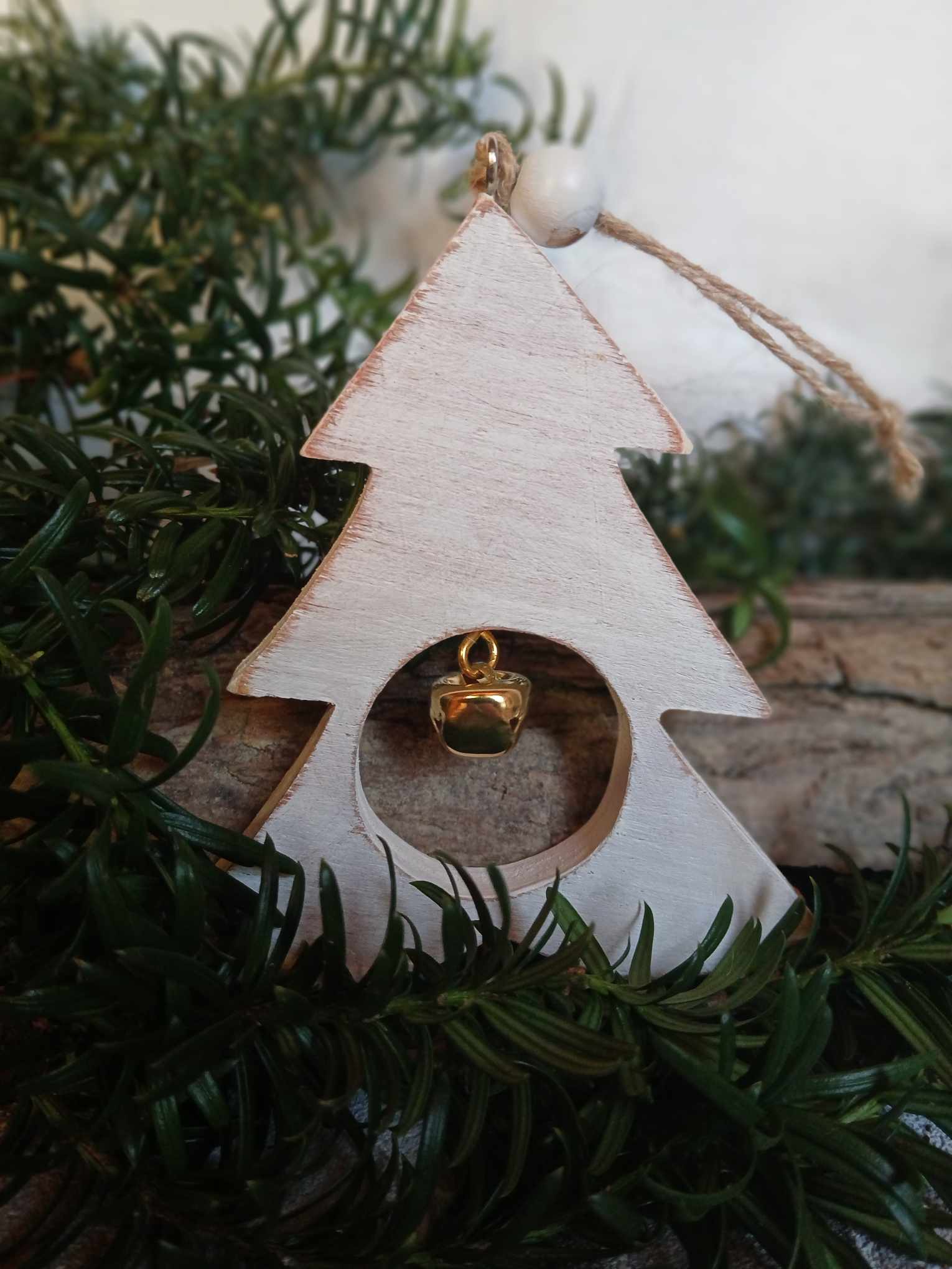 Décoration sapin en bois Sapin grelot