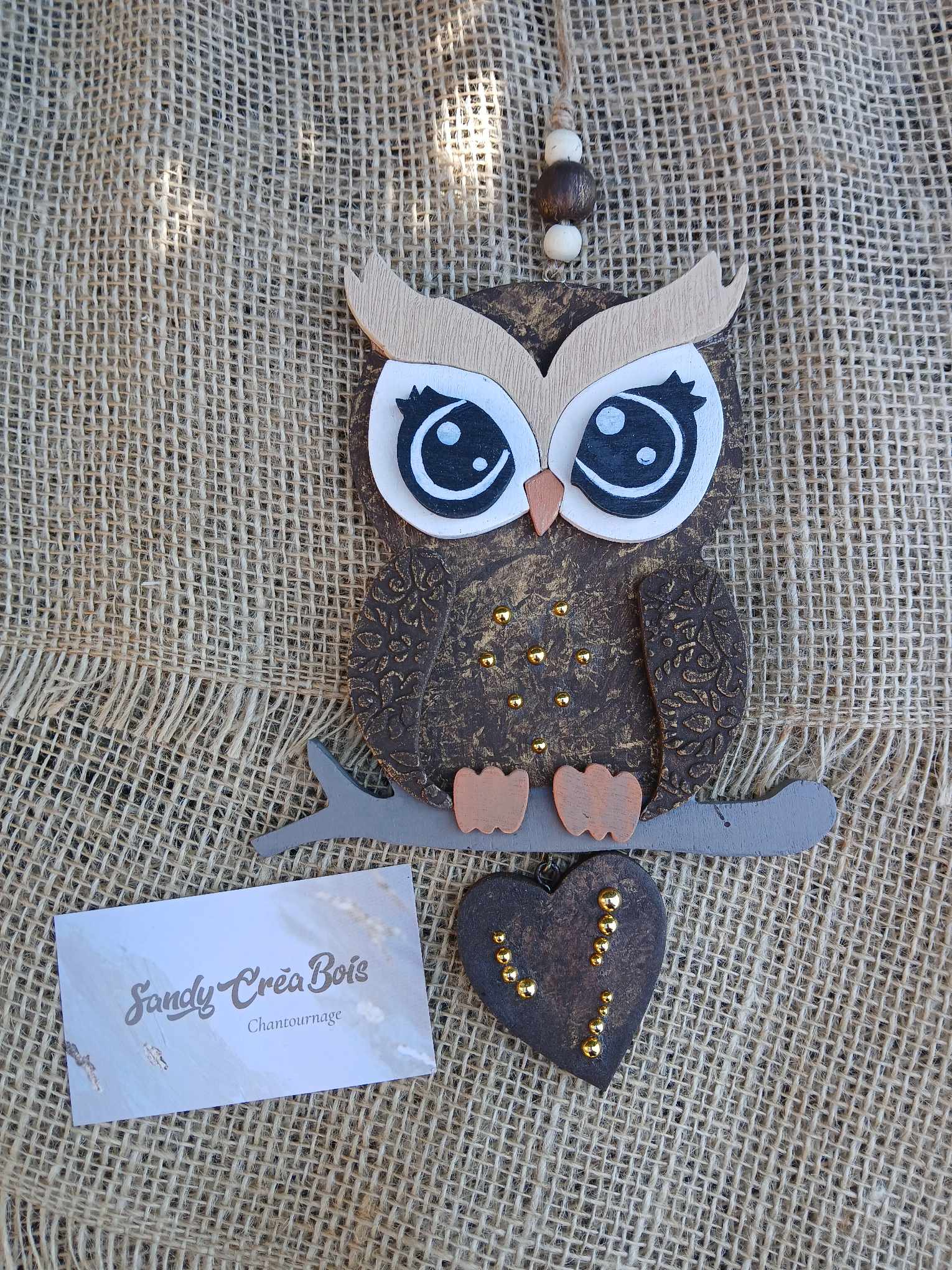 Chouette murale décorative en bois