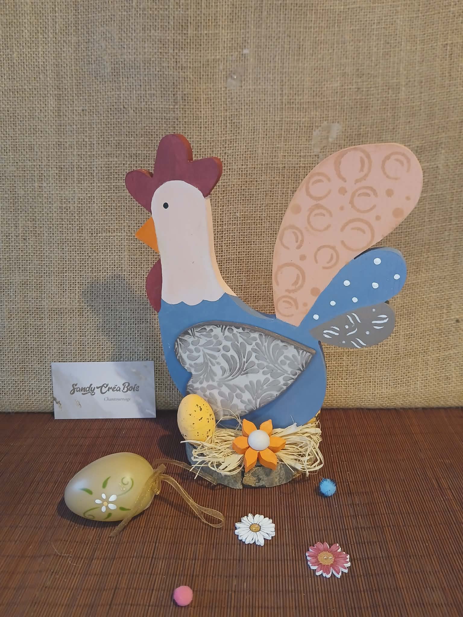 Coq décoratif en bois