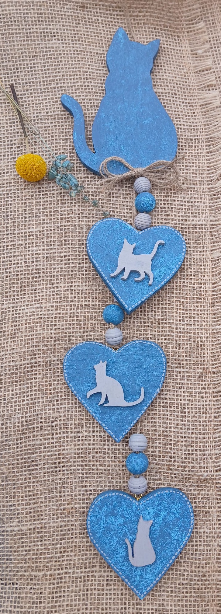 Suspension murale coeurs et chats