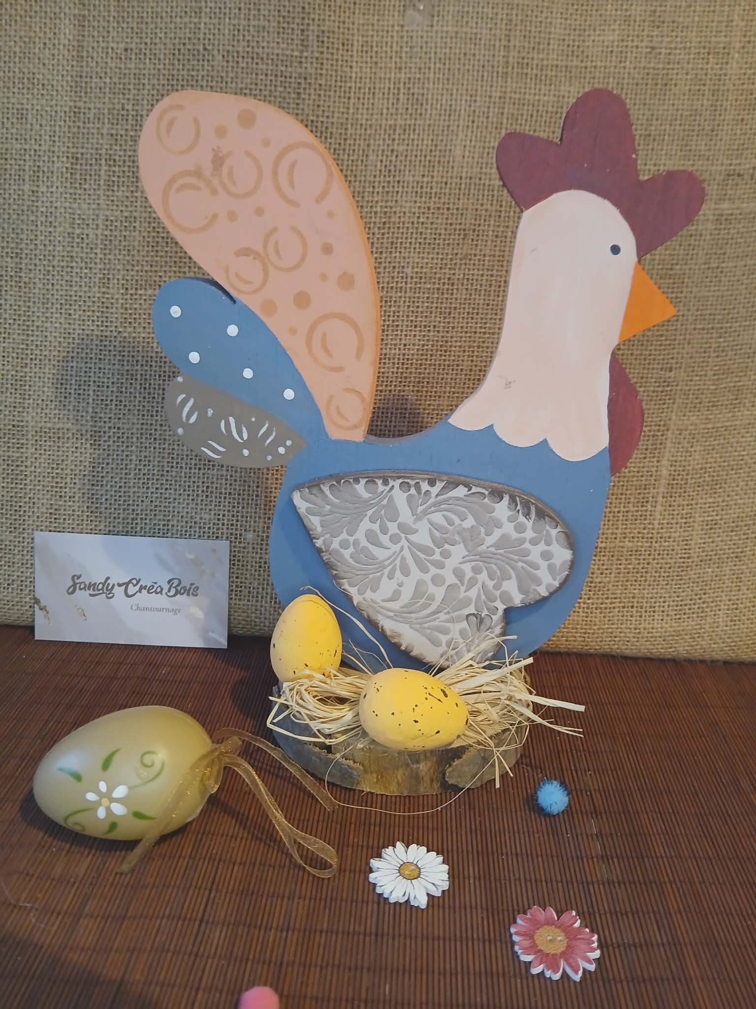 Coq décoratif en bois