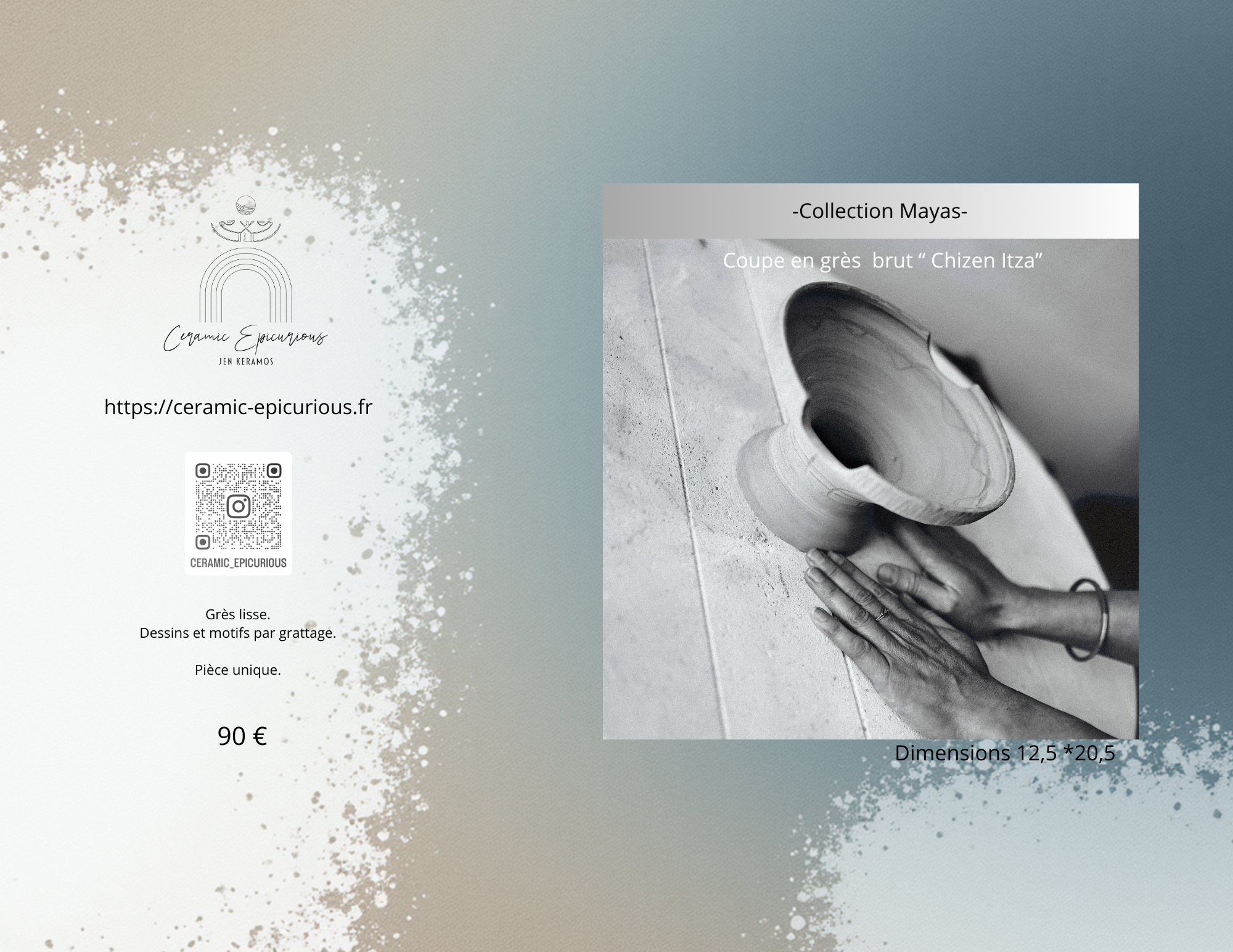 Coupe en grès brut 'Chizen Itza'