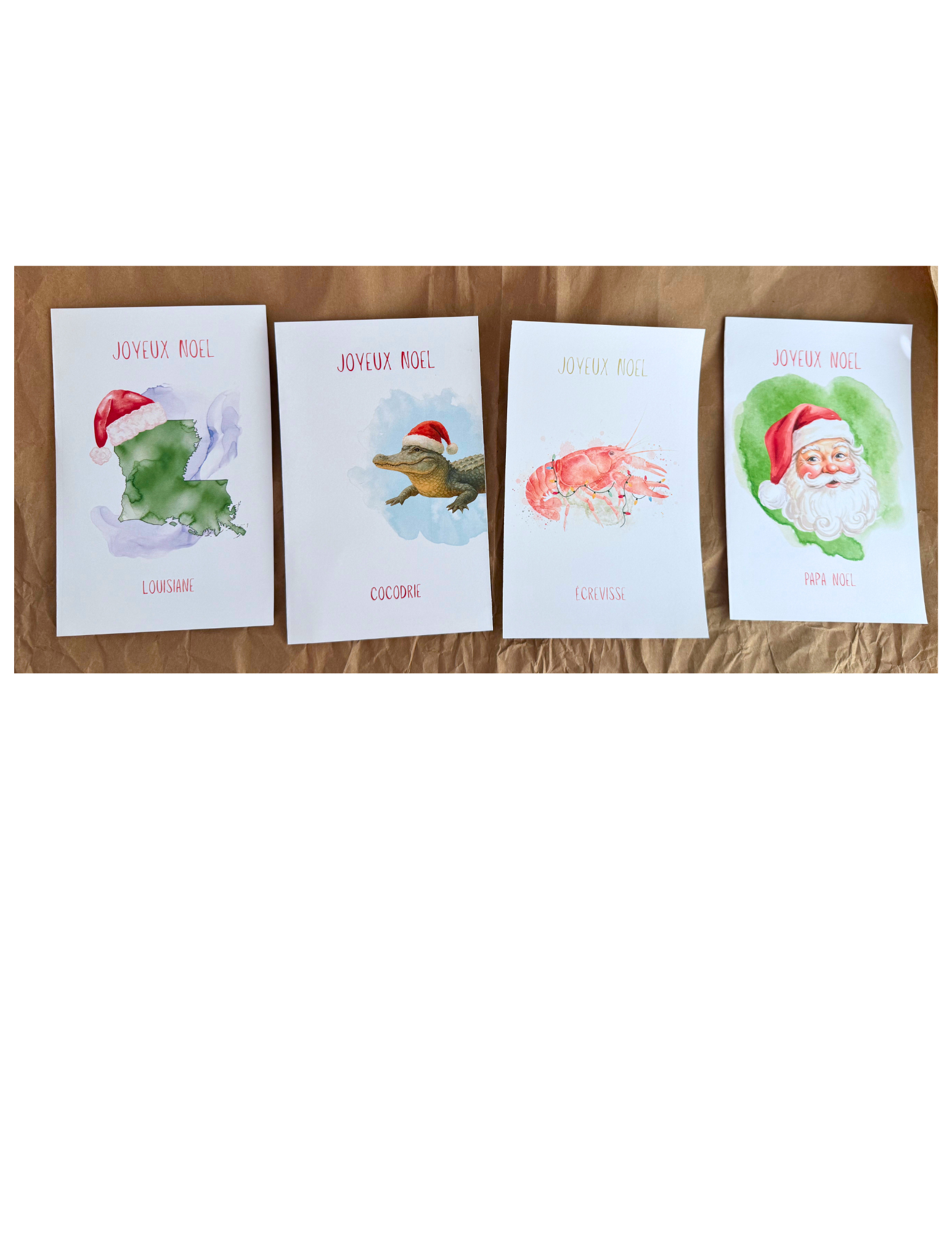Louisiana Themed Watercolor Christmas Cards