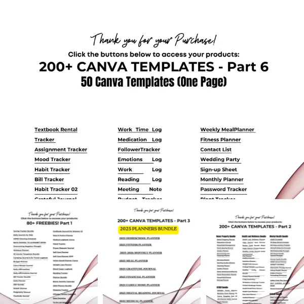 🌟 2025 Ultimate Canva Templates Mega Bundle - 200+ Premium Planners & Journals for Life Organization