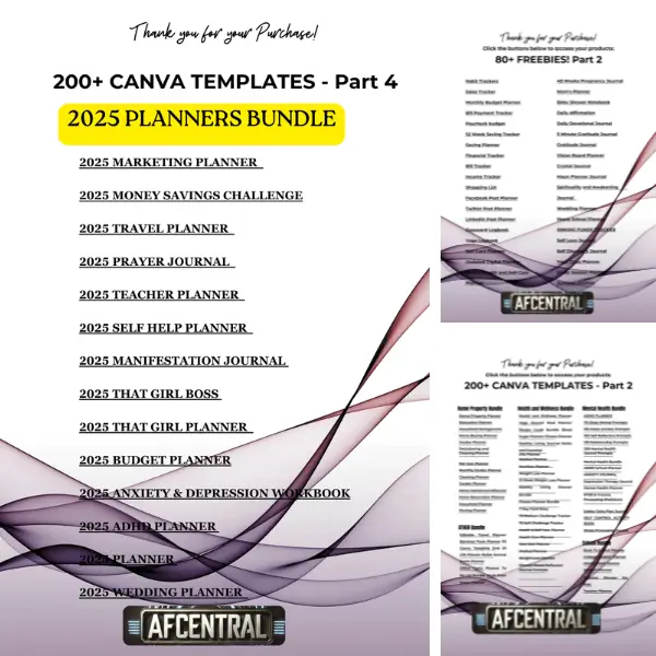 🌟 2025 Ultimate Canva Templates Mega Bundle - 200+ Premium Planners & Journals for Life Organization