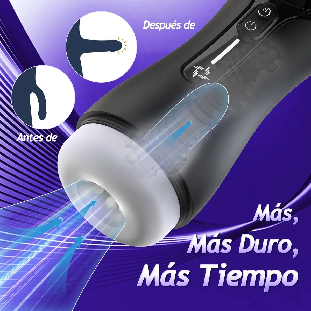Masturbador masculino digital con 9 modos de vibración