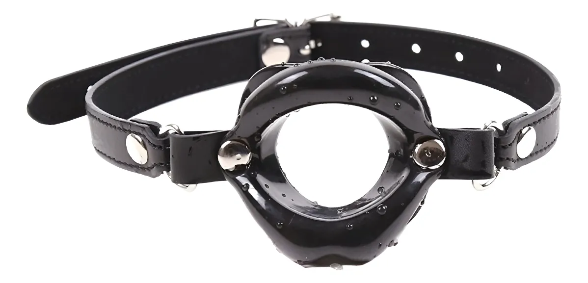 Mordaza de cuero negro