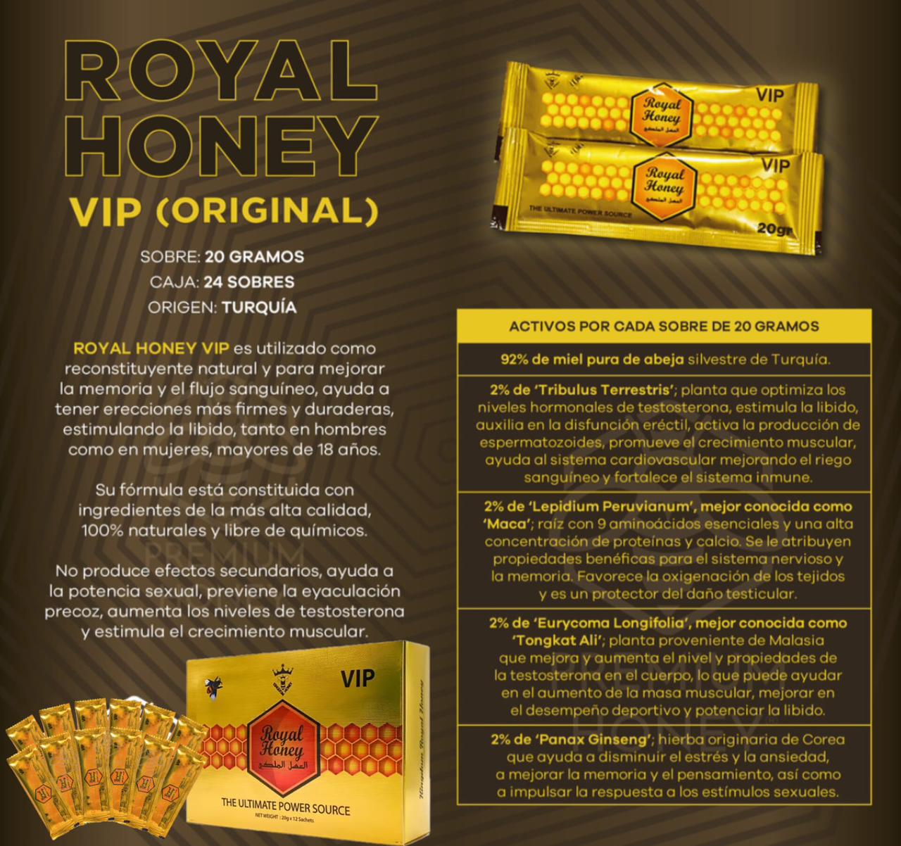 Miel Real VIP para mejorar rendimiento y apetito sexual (Precio por sobre)