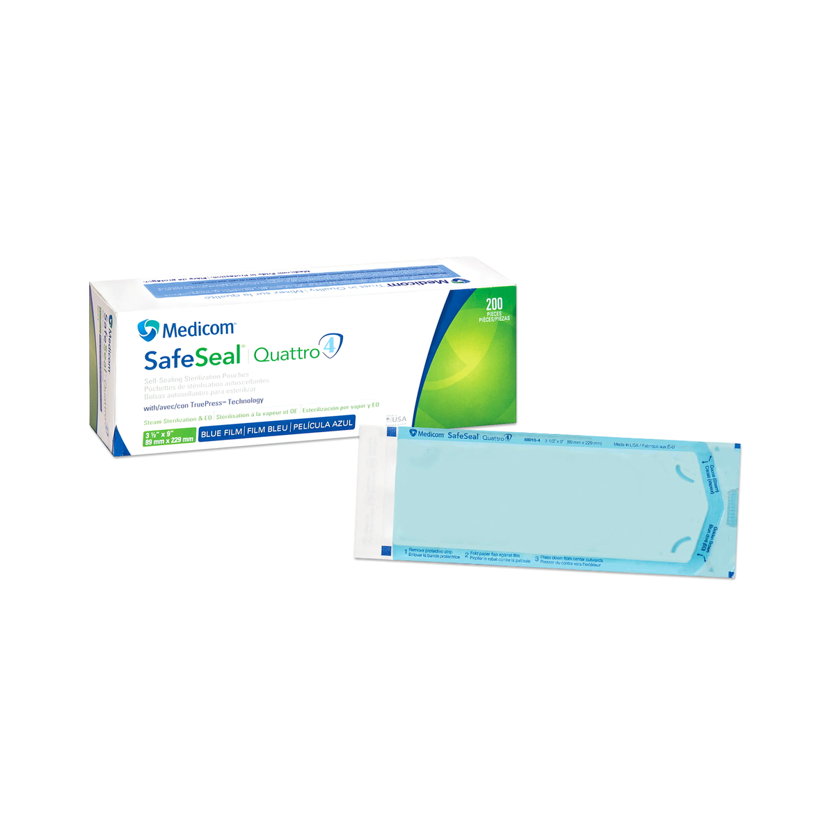 Sobres de esterilización Medicom SafeSeal Quattro 3 1/2X9 (MEDICOM)