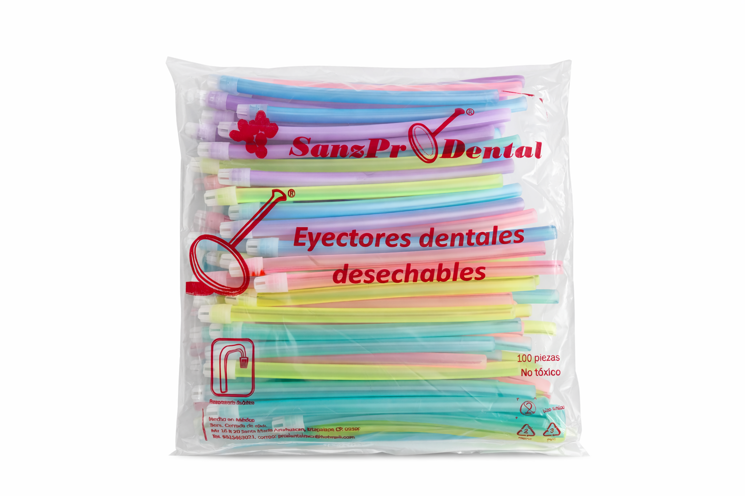 EYECTORES DESECHABLES DE COLORES 100 PIEZAS (SANZPR DENTAL)