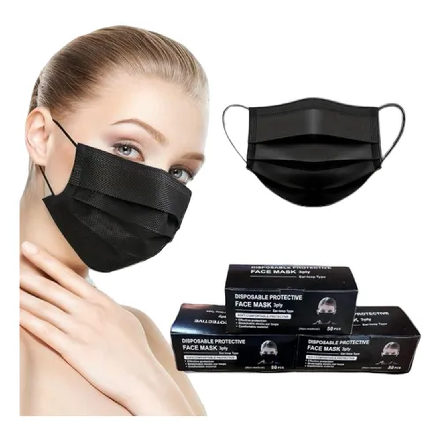 Cubrebocas, marca DISPOSABLE PROTECTIVE FACE MASK