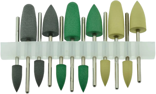 KIT GOMA PULIR ACRILICO CAFE, VERDE, AMARILLO (AZDENT)