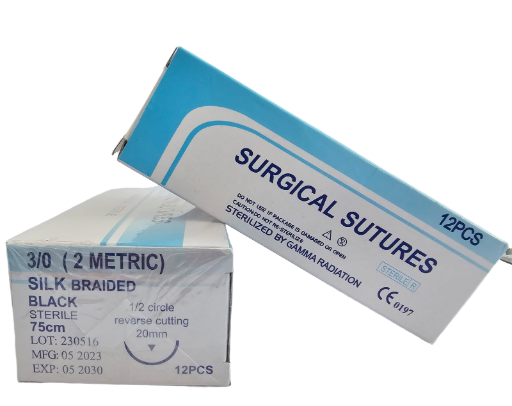 SUTURA SEDA NEGRA CAJA C/12PZAS (SURGICAL SUTURES)