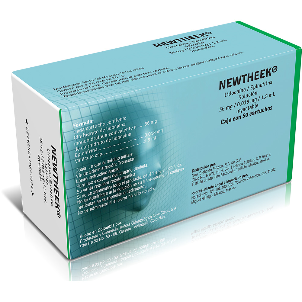 Newtheek Lidocaina con Epinefrina Solucion , marca NEW STETIC