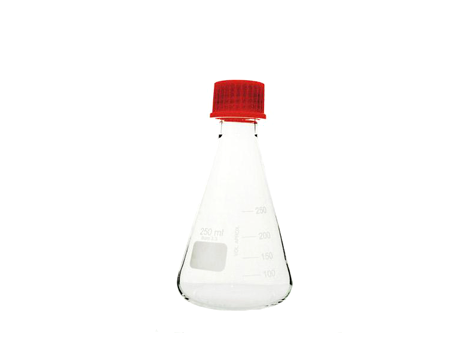 Frasco de Erlenmeyer 250 ml com Tampa Vermelha