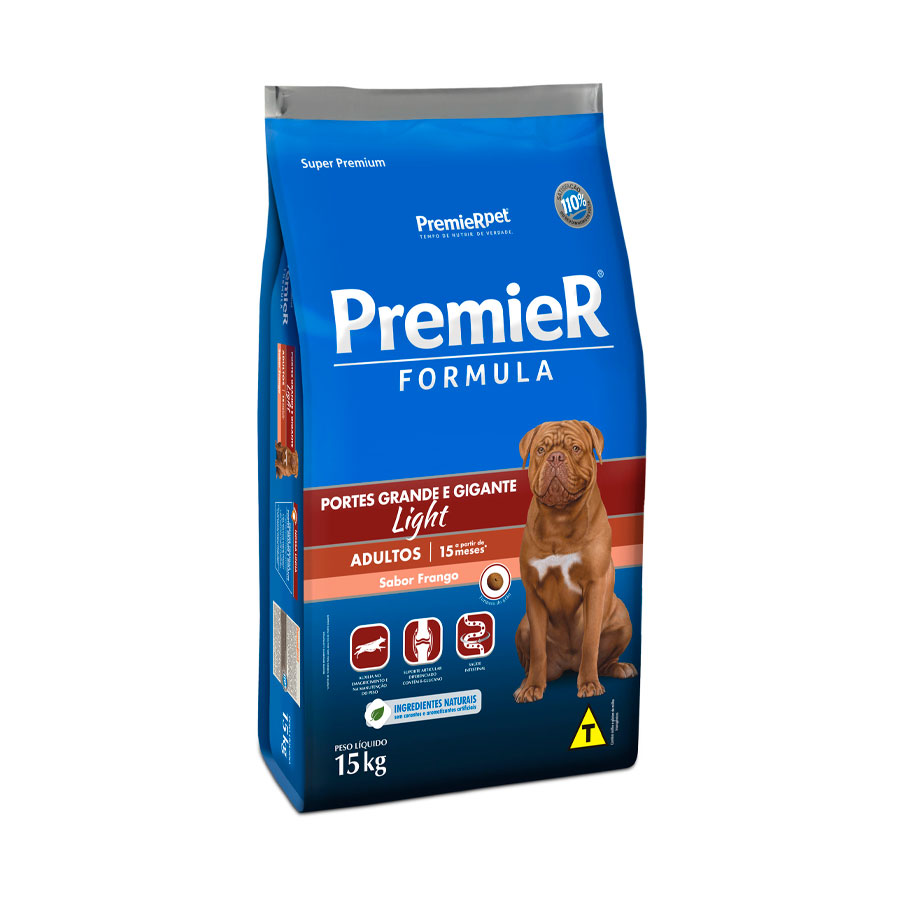 Ração Premier Fórmula Light para Cães Adultos de Raças Grandes e Gigantes Sabor Frango