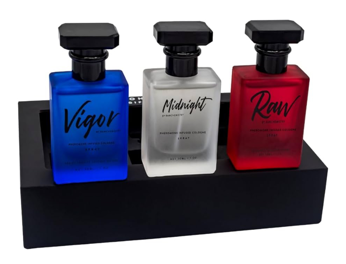 RawChemistry Pheromone Infused Cologne for Men Gift Set – 3 Piece Mens Cologne Sampler Set – Raw Chemistry Cologne Spray for Him – Men's Cologne with Pheromones