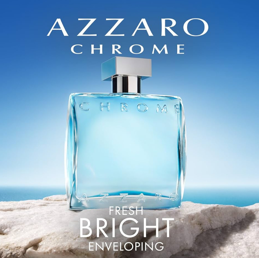 Azzaro Chrome Eau de Toilette - Fresh Aquatic Mens Cologne - Citrus, Woody, Musky Fragrance -Fresh Notes of Bergamot - Everyday Wear - Classic Summer Beach Scent - Luxury Perfumes for Men