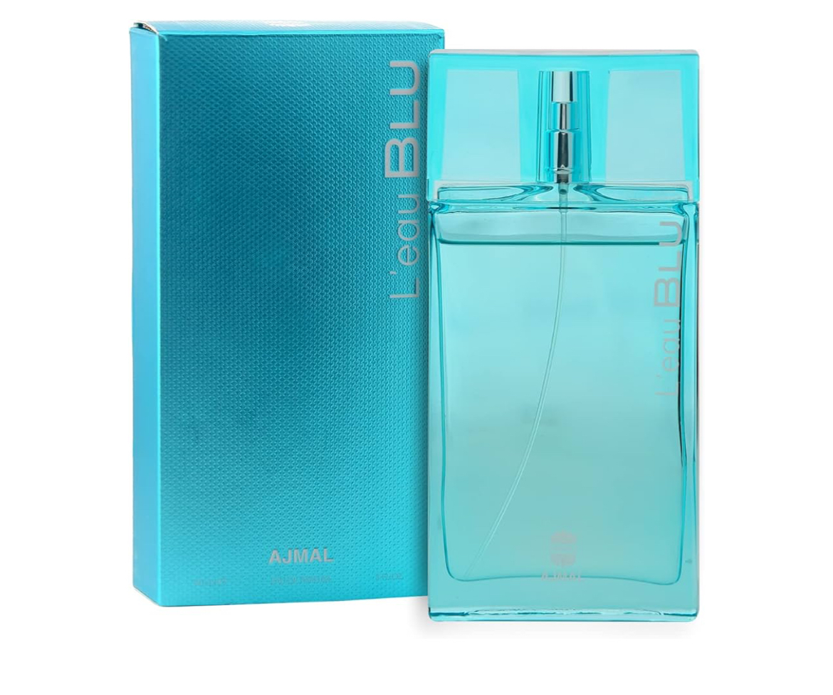 Ajmal L'Eau Blu Eau De Parfum 3.0 Oz / 90 ML For Men | Long lasting amber, musk Fragrance - Made In Dubai
