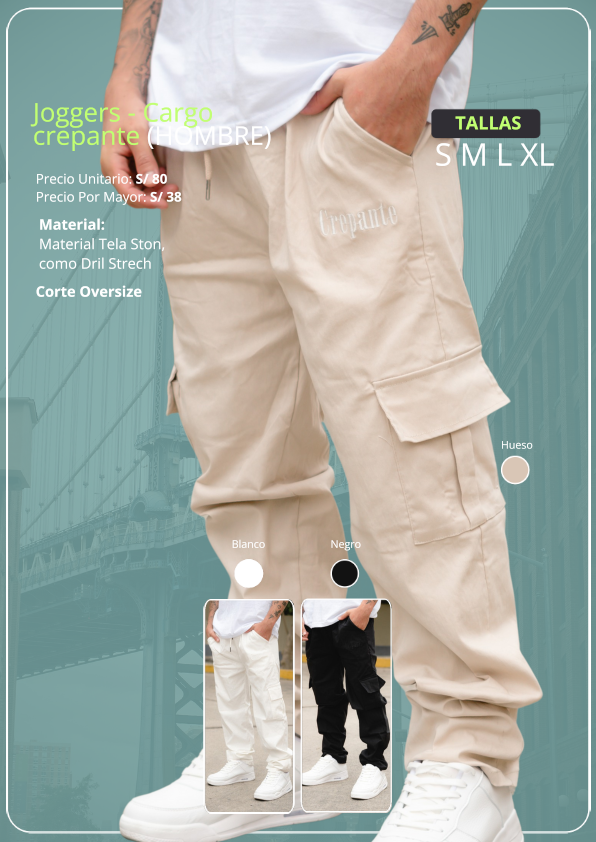 Joggers cargo crepante para hombre