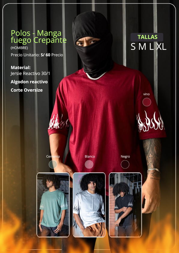 Polos - Manga fuego Crepante