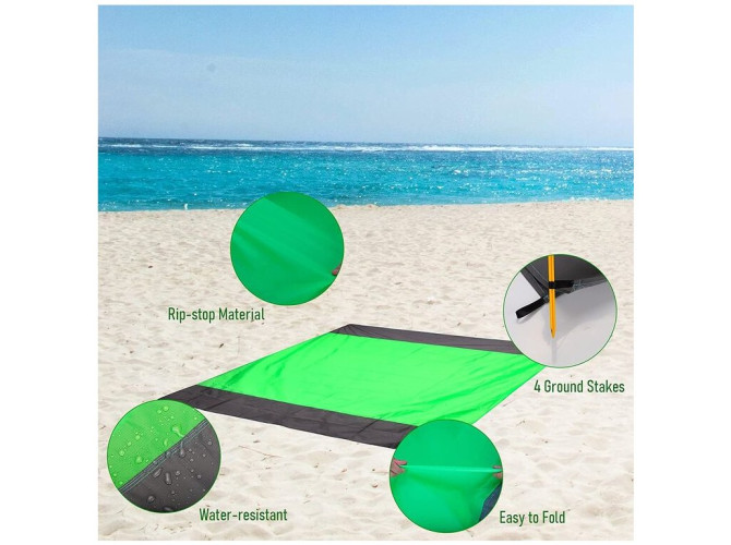 Portable Travel Beach Oversized Sand-Proof Beach Blanket Mat with Carry Bag 