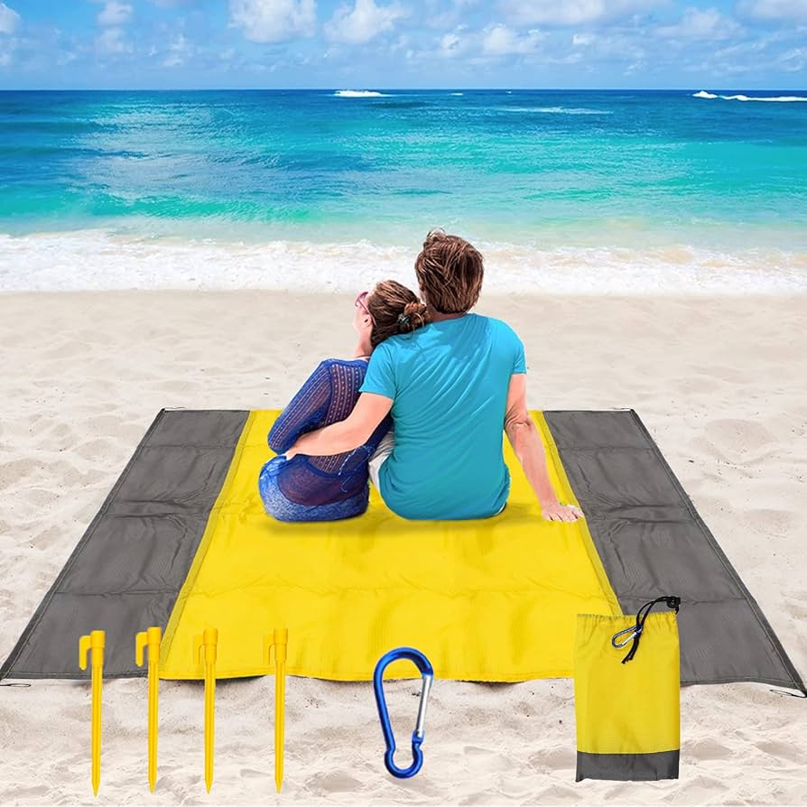 Portable Travel Beach Oversized Sand-Proof Beach Blanket Mat with Carry Bag 