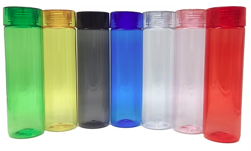 Botella Cilíndrica de Plástico con Tapa Rosca