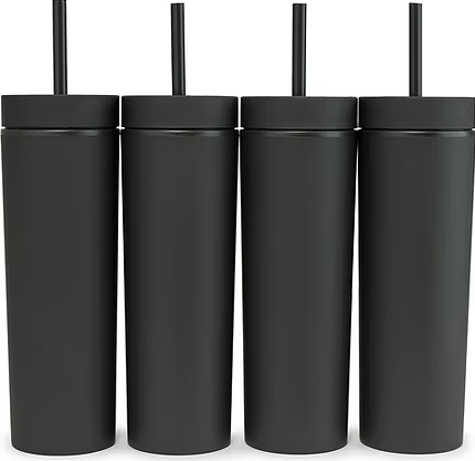 Vasos Skinny en Color Negro Mate