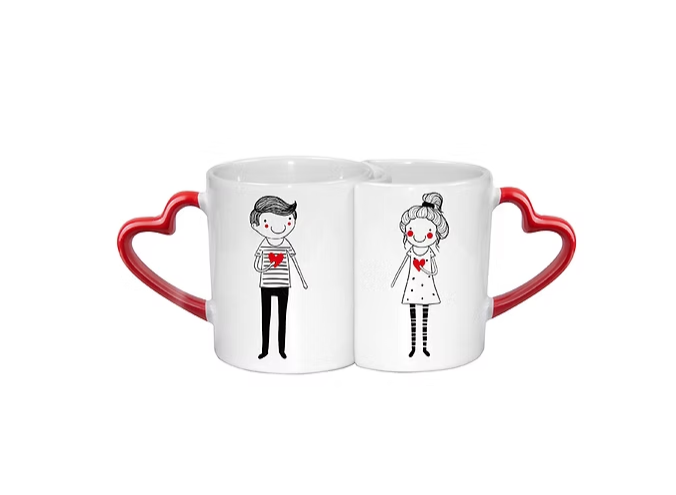 Tazas de Pareja con Asas en Forma de Corazón