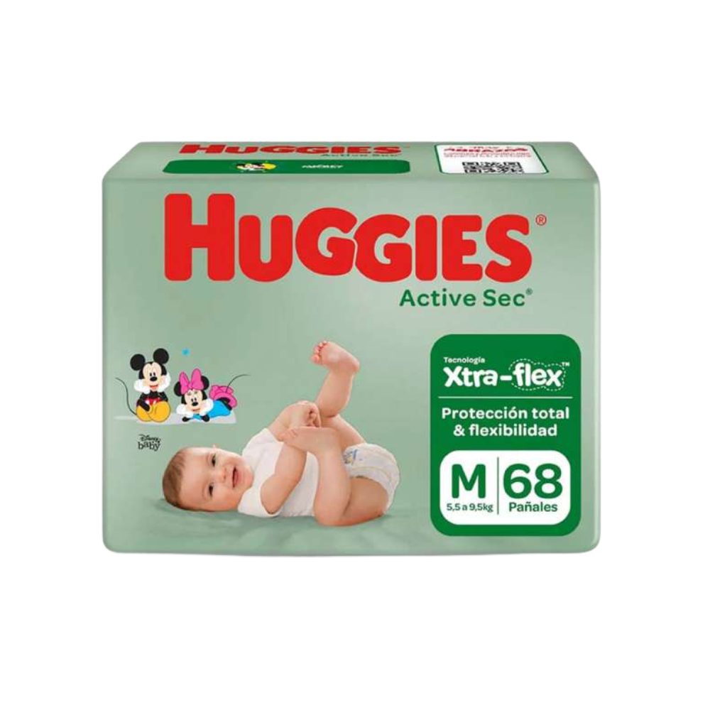 Pañales Huggies Active Sec M X 68
