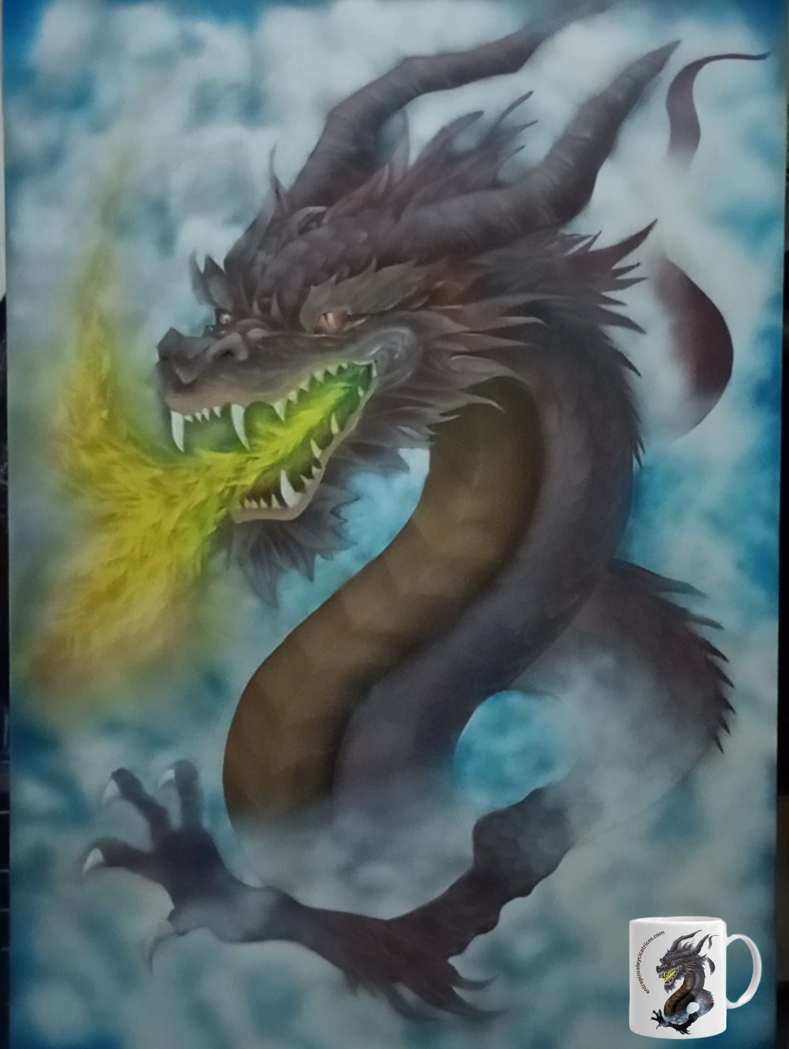 Dragón interior.  Pieza única. Con la compra, llévate una taza personalizada.  