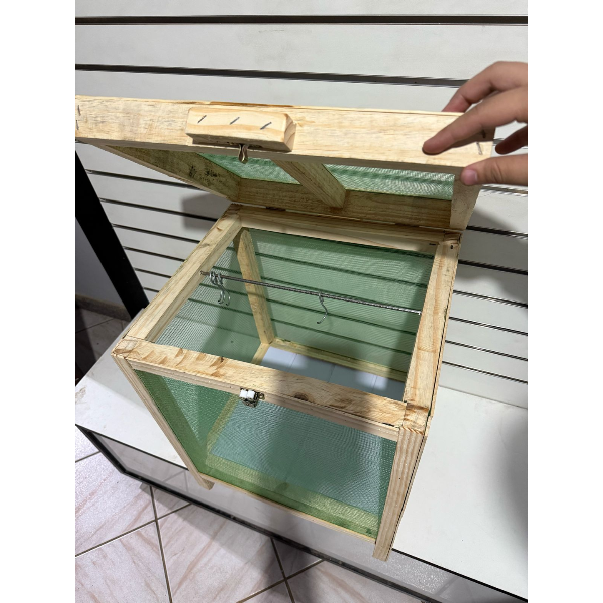 Secador de Carne Caseiro Madeira Tela verde Reforçada