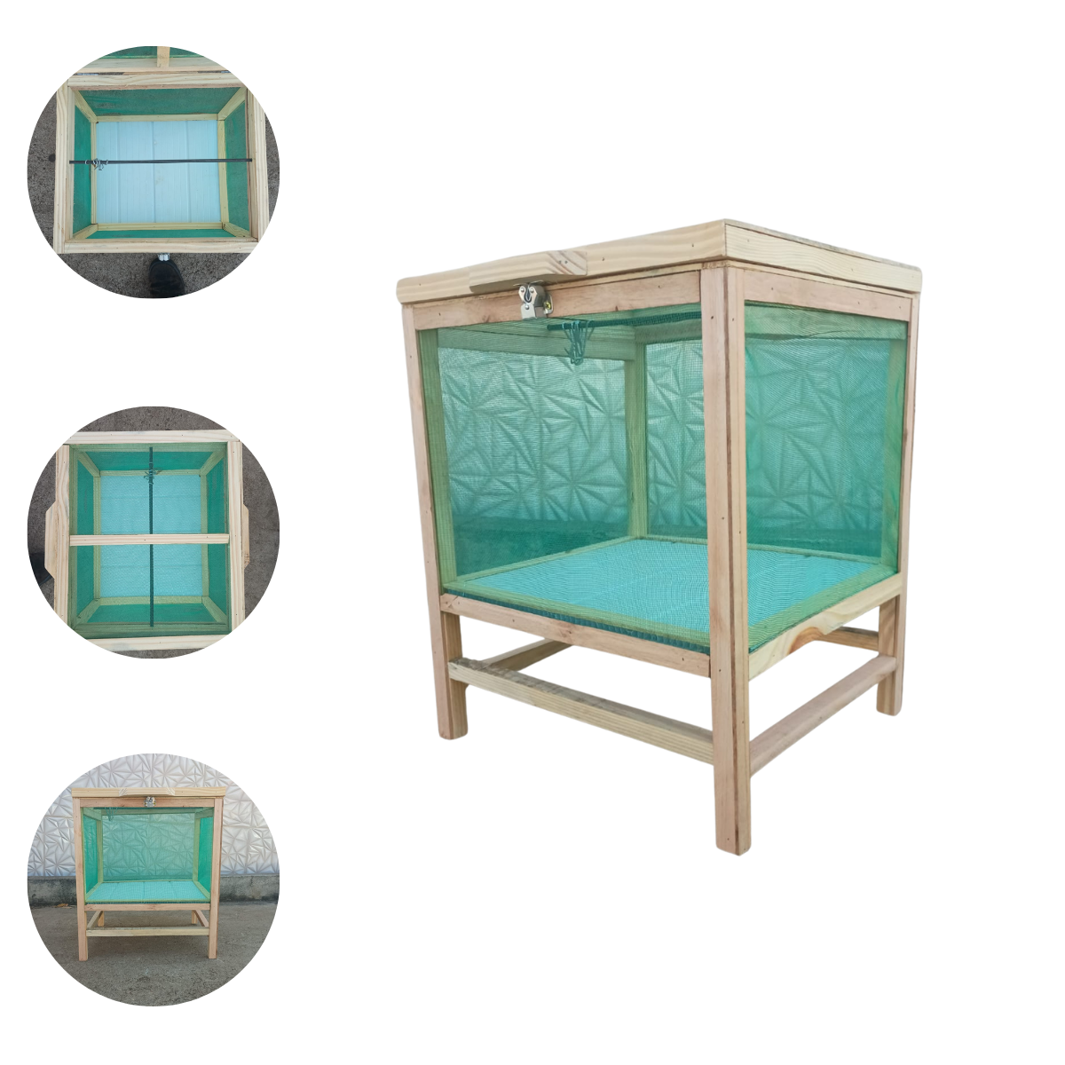 Secador de Carne 48cm Madeira Tela dupla com ganchos