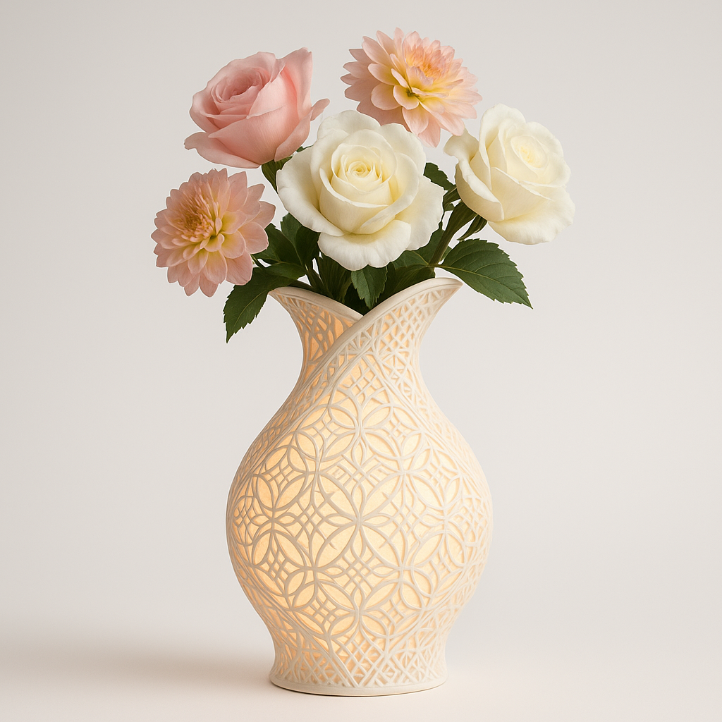 “Golden Petals” – LED Glow Wedding Vase