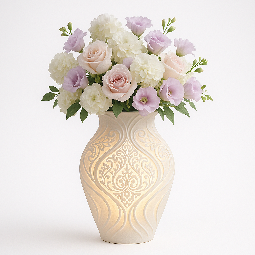 “Lavender Whisper” – LED Glow Wedding Vase