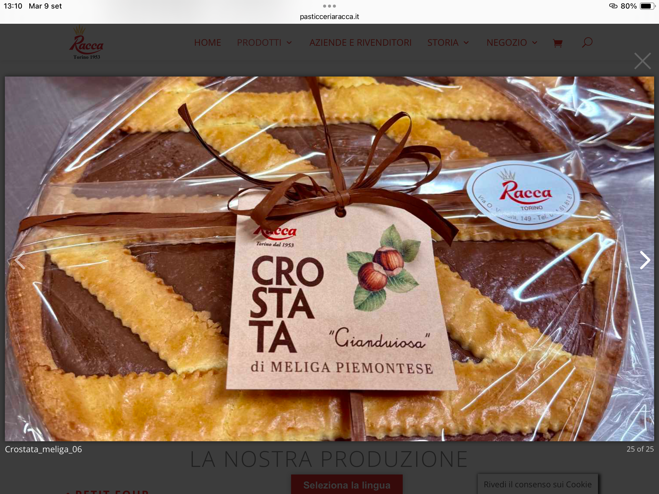 crostata di nocciole Racca