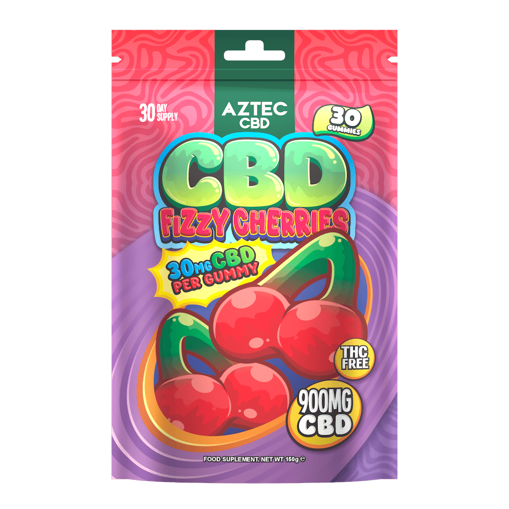 Aztec CBD 900mg Gummies - 150g - Fizzy Cherries 