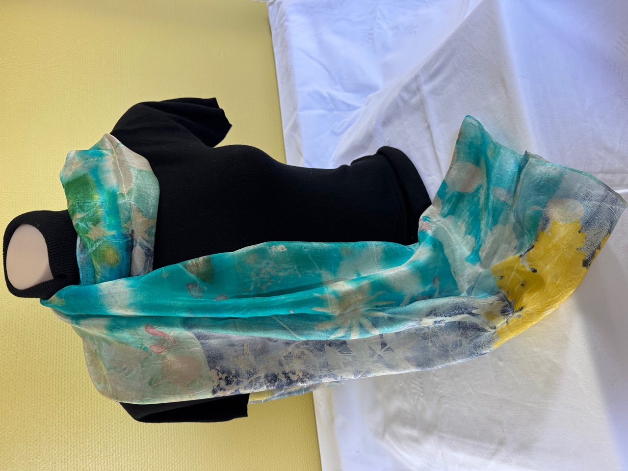 100% zijden sjaal met ecoprint