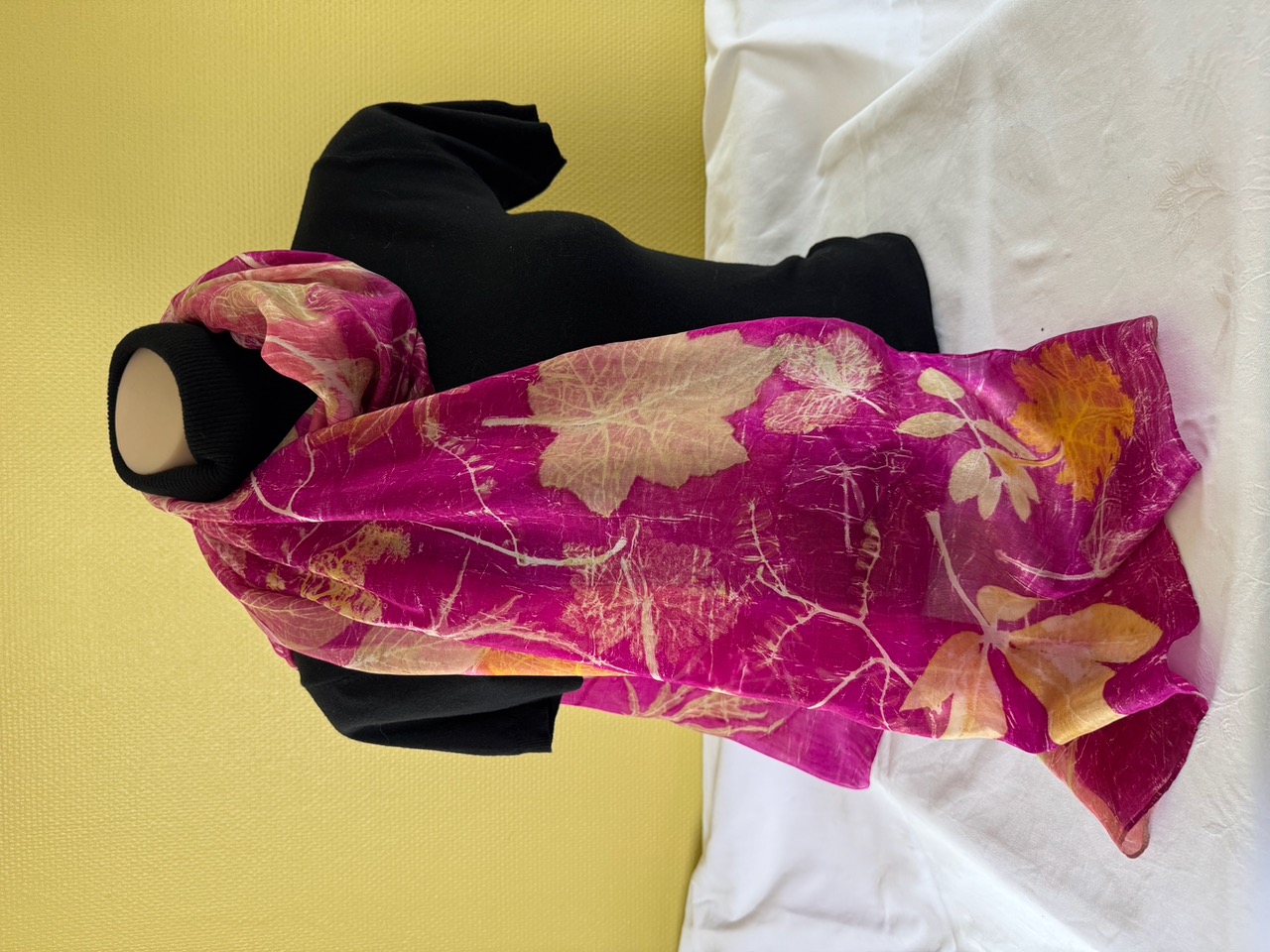 100% zijden sjaal met ecoprint