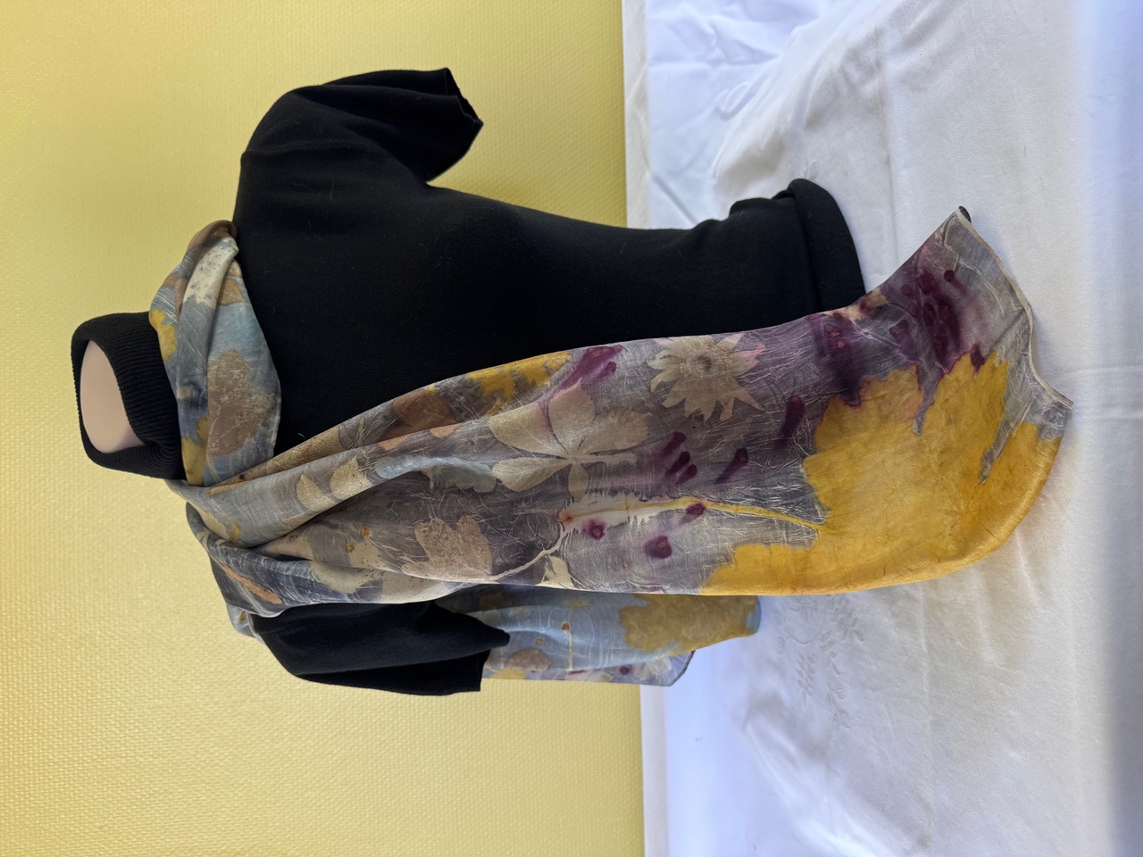 100% zijden sjaal met ecoprint