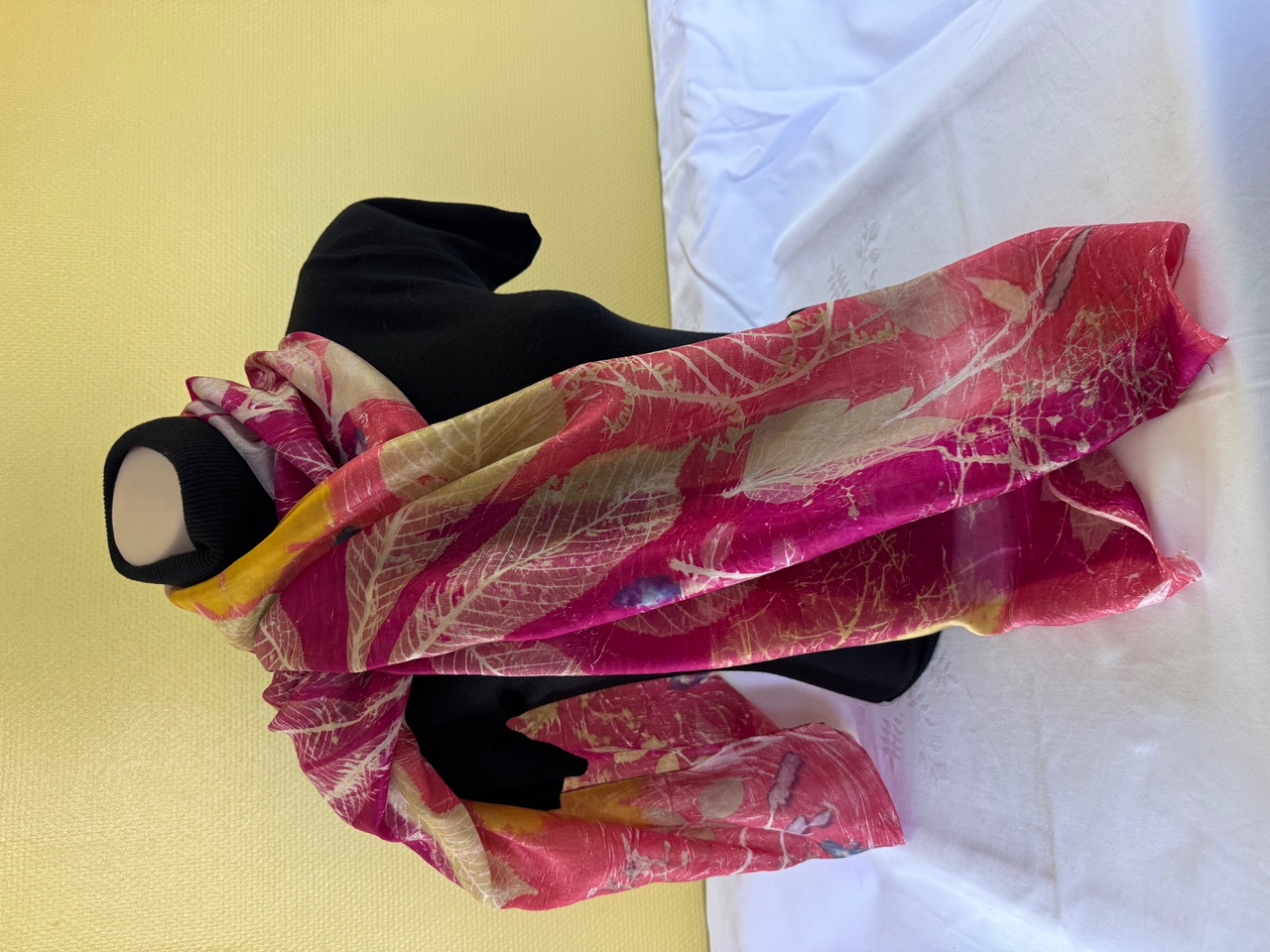 100% zijden sjaal met ecoprint