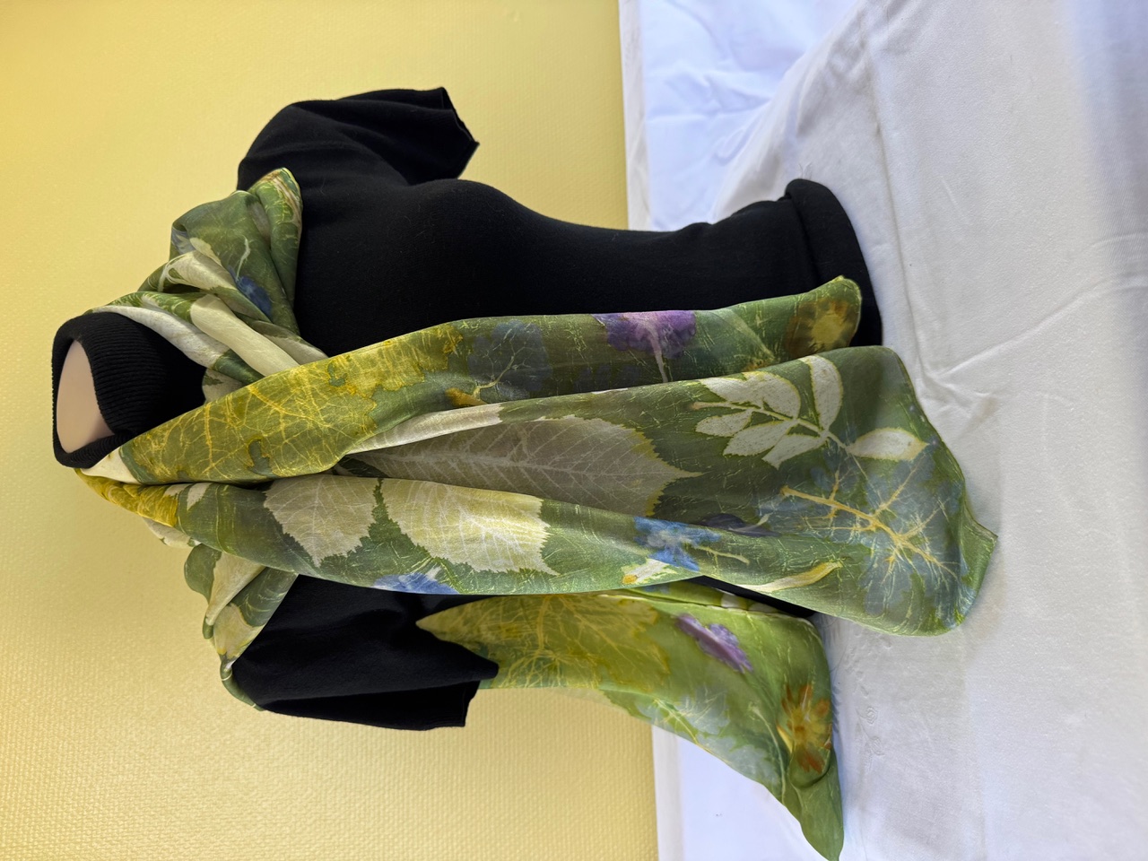 100% zijden sjaal met ecoprint