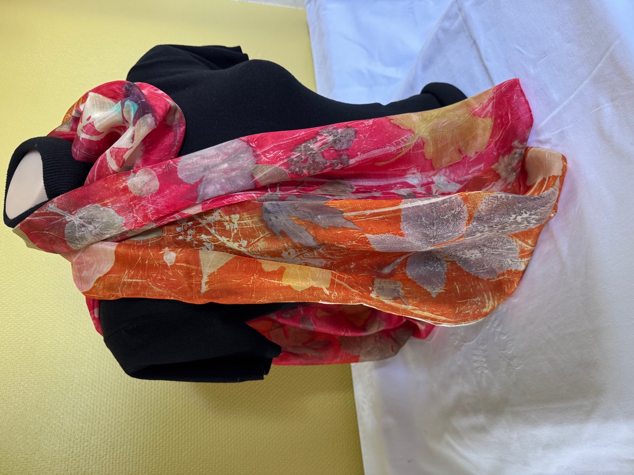 100% zijden sjaal met ecoprint