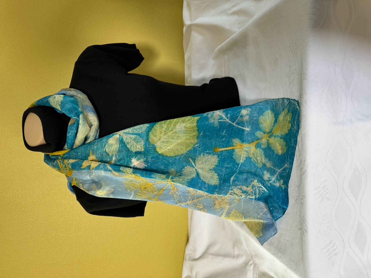 100% zijden sjaal met ecoprint