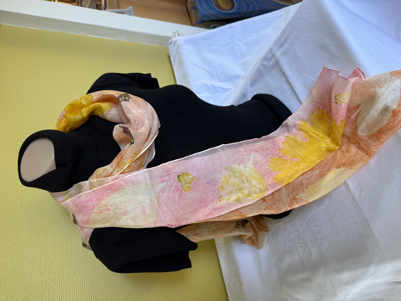 100% zijden sjaal met ecoprint