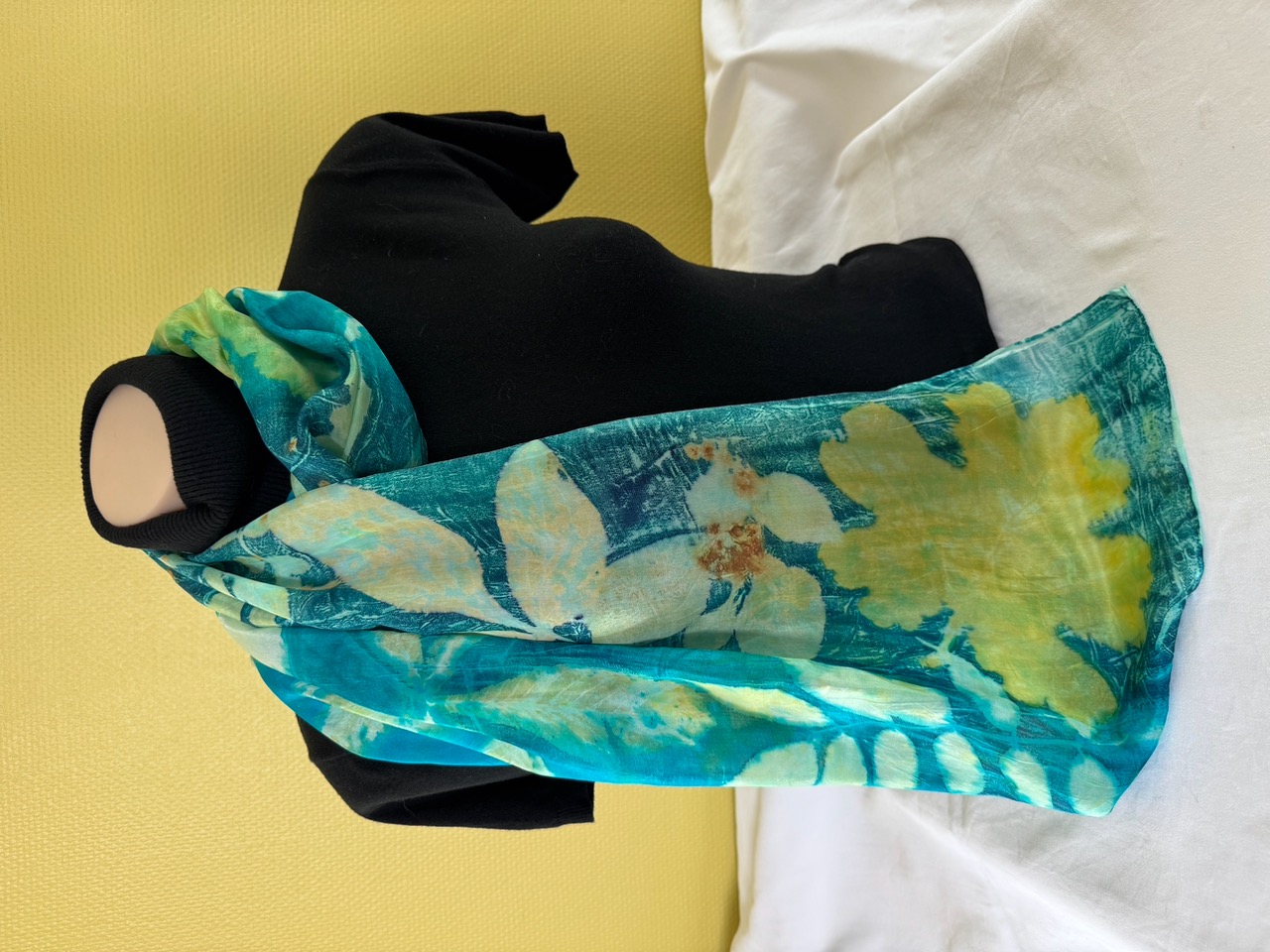 100% zijden sjaal met ecoprint