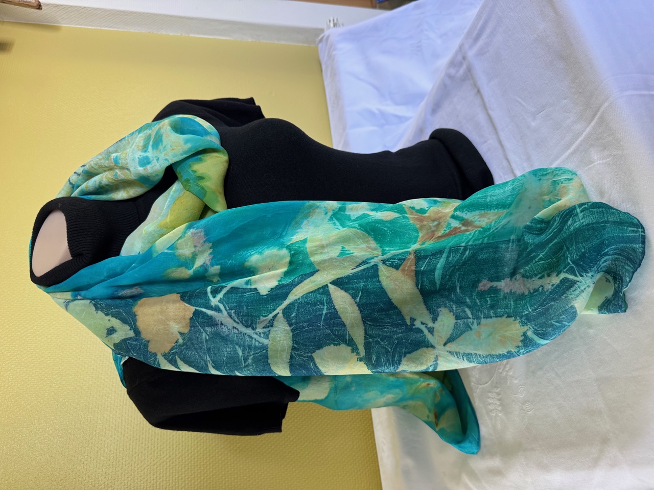 100% zijden sjaal met ecoprint